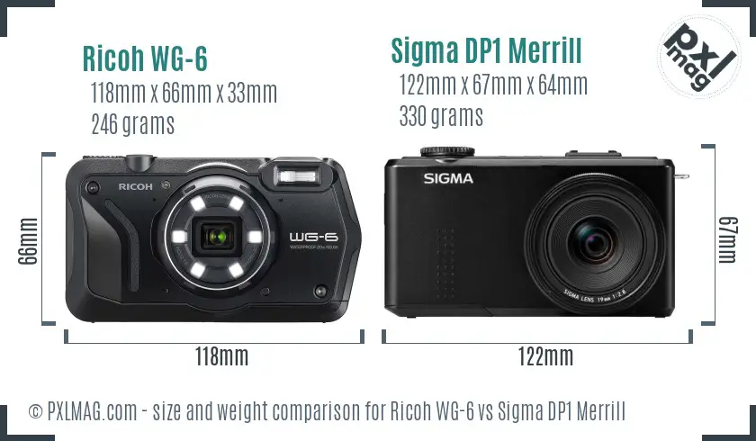 Ricoh WG-6 vs Sigma DP1 Merrill size comparison
