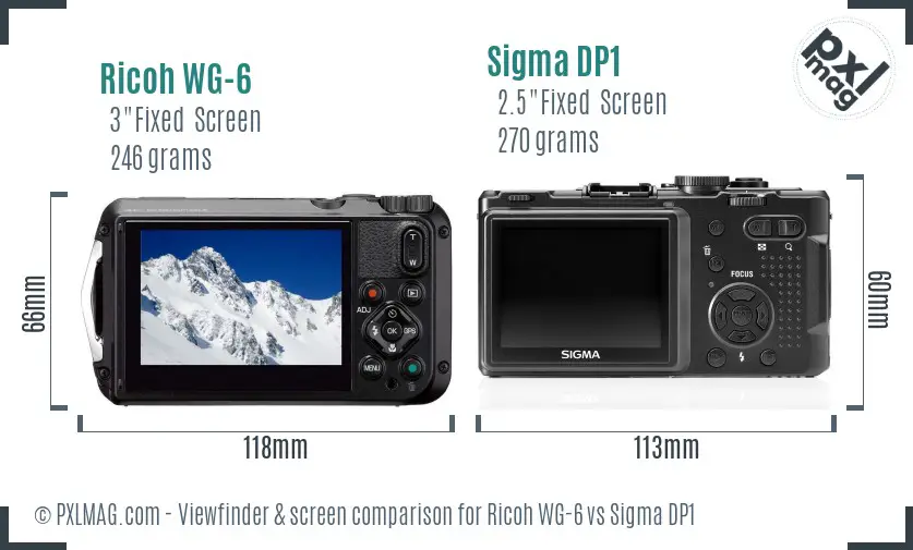 Ricoh WG-6 vs Sigma DP1 Screen and Viewfinder comparison