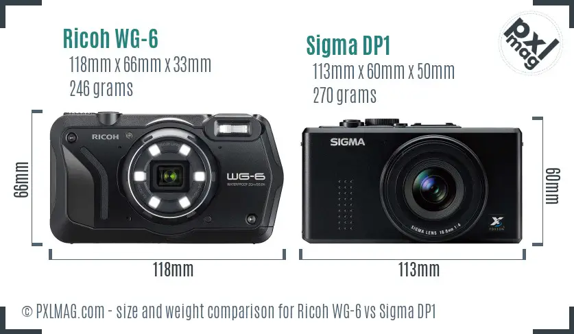 Ricoh WG-6 vs Sigma DP1 size comparison