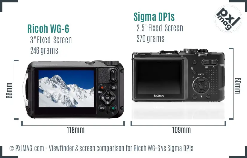 Ricoh WG-6 vs Sigma DP1s Screen and Viewfinder comparison