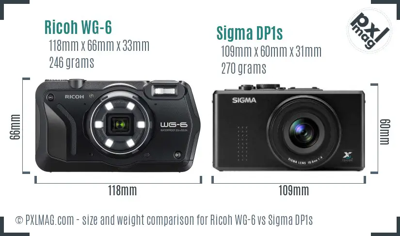 Ricoh WG-6 vs Sigma DP1s size comparison