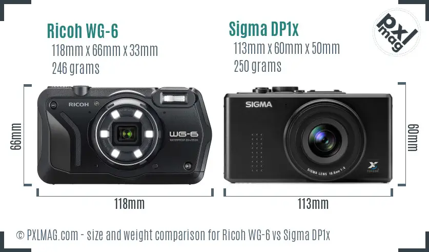 Ricoh WG-6 vs Sigma DP1x size comparison