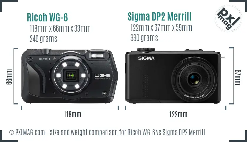 Ricoh WG-6 vs Sigma DP2 Merrill size comparison