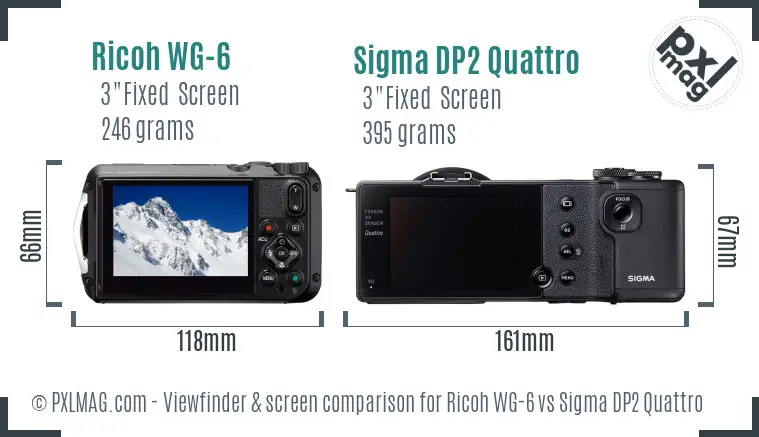 Ricoh WG-6 vs Sigma DP2 Quattro Screen and Viewfinder comparison