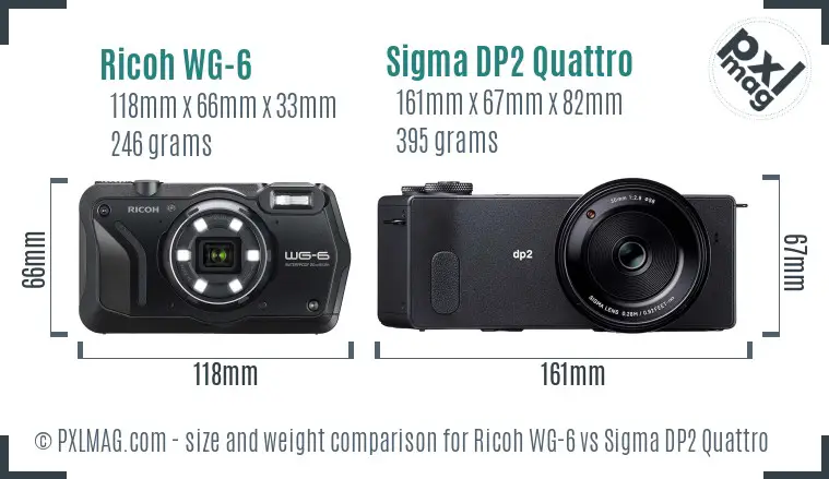 Ricoh WG-6 vs Sigma DP2 Quattro size comparison