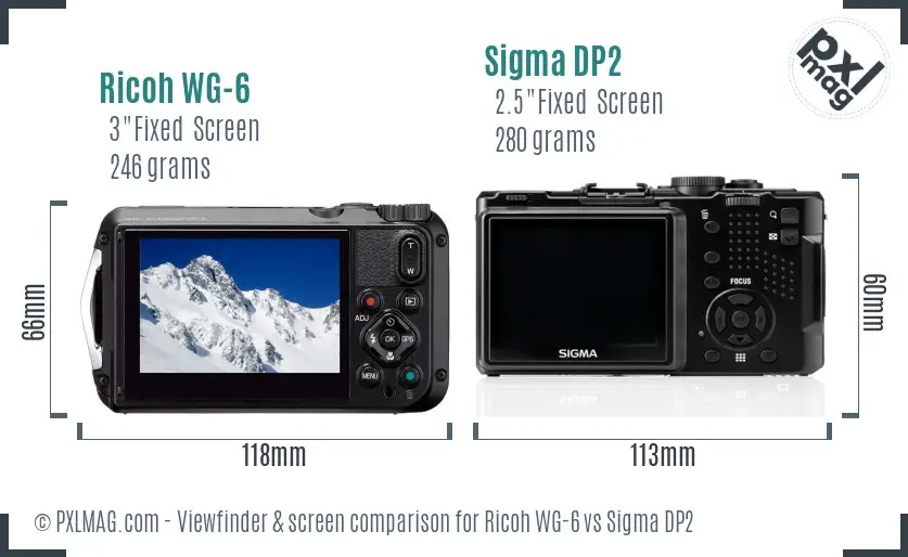 Ricoh WG-6 vs Sigma DP2 Screen and Viewfinder comparison