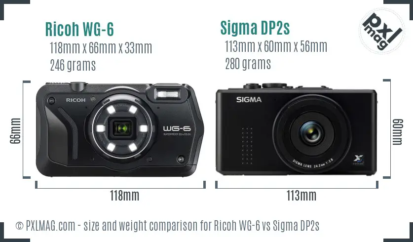 Ricoh WG-6 vs Sigma DP2s size comparison