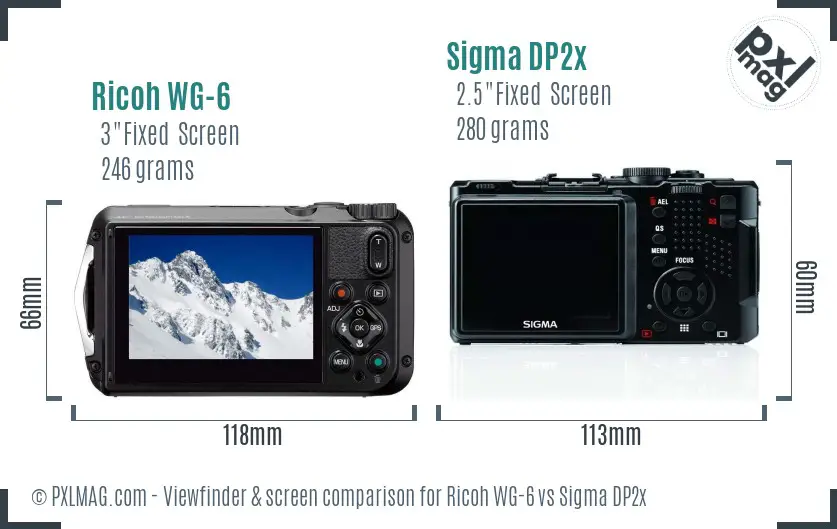 Ricoh WG-6 vs Sigma DP2x Screen and Viewfinder comparison
