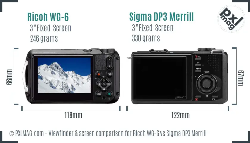Ricoh WG-6 vs Sigma DP3 Merrill Screen and Viewfinder comparison