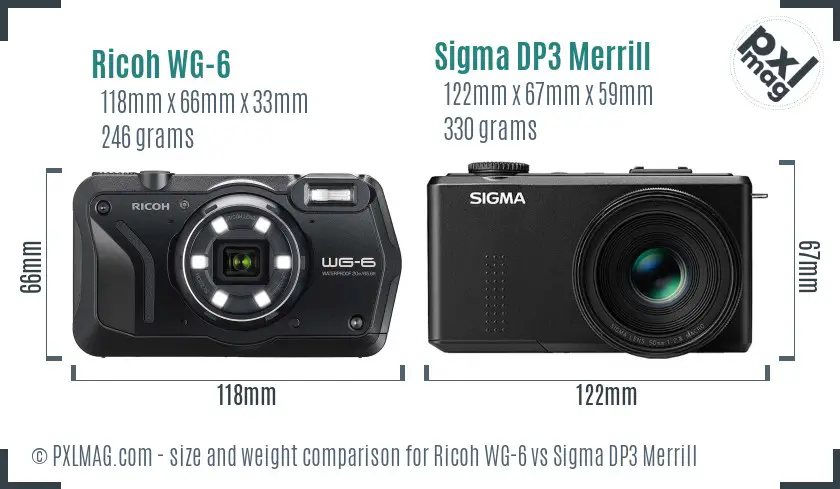 Ricoh WG-6 vs Sigma DP3 Merrill size comparison