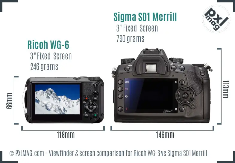 Ricoh WG-6 vs Sigma SD1 Merrill Screen and Viewfinder comparison