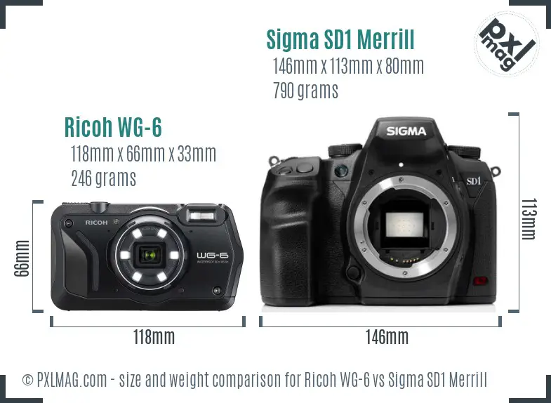 Ricoh WG-6 vs Sigma SD1 Merrill size comparison