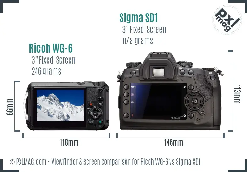 Ricoh WG-6 vs Sigma SD1 Screen and Viewfinder comparison