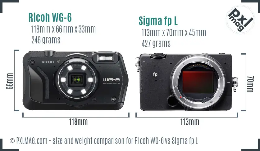 Ricoh WG-6 vs Sigma fp L size comparison