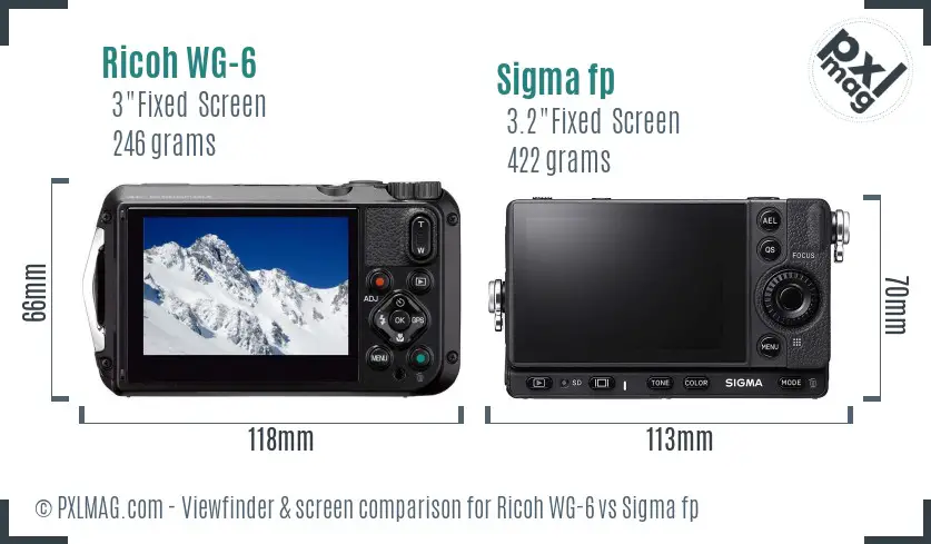 Ricoh WG-6 vs Sigma fp Screen and Viewfinder comparison