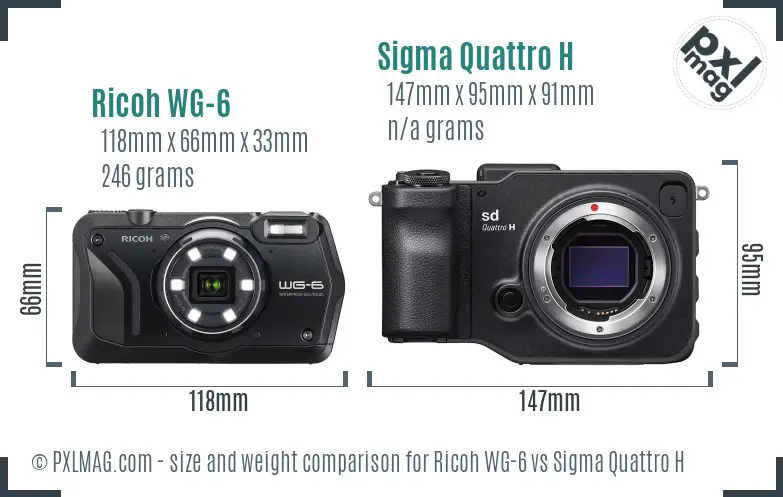 Ricoh WG-6 vs Sigma Quattro H size comparison