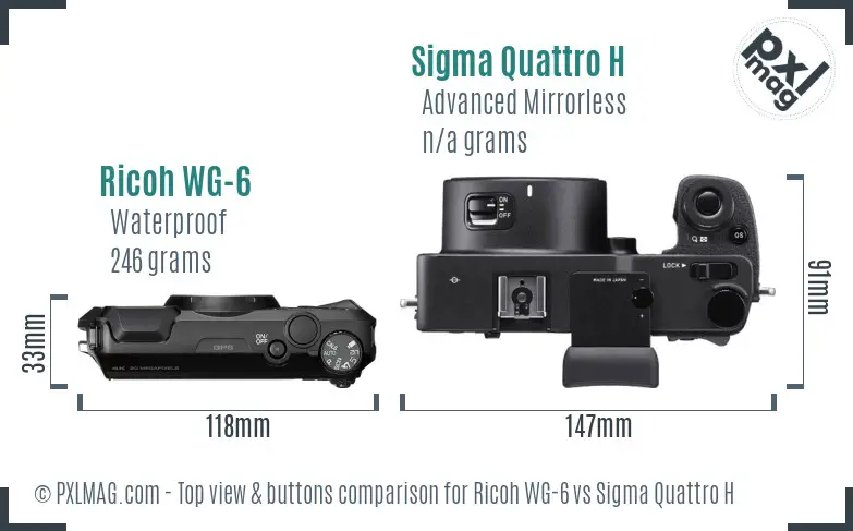 Ricoh WG-6 vs Sigma Quattro H top view buttons comparison