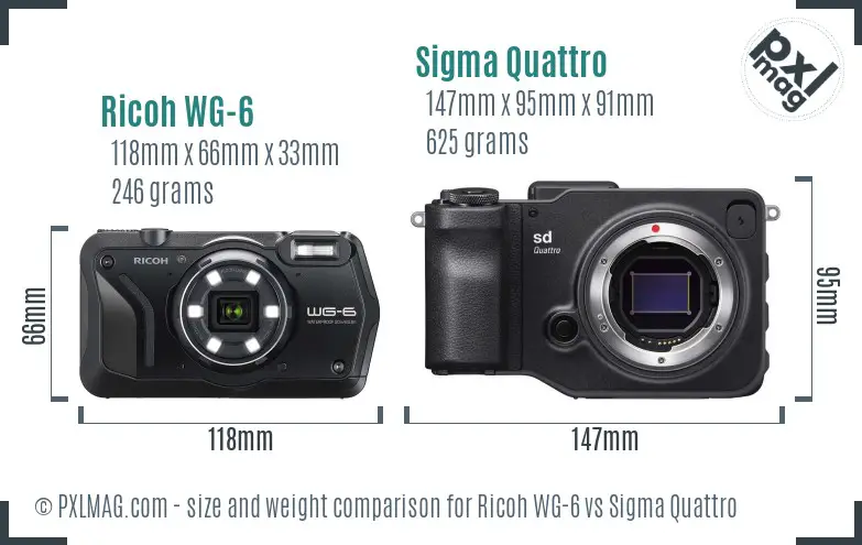 Ricoh WG-6 vs Sigma Quattro size comparison