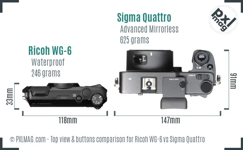Ricoh WG-6 vs Sigma Quattro top view buttons comparison