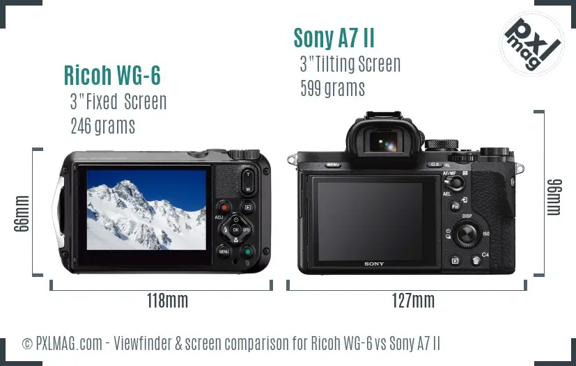 Ricoh WG-6 vs Sony A7 II Screen and Viewfinder comparison