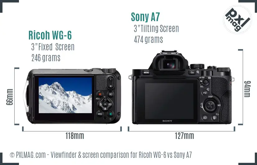 Ricoh WG-6 vs Sony A7 Screen and Viewfinder comparison