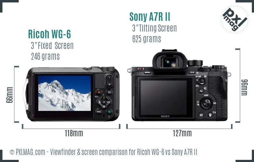Ricoh WG-6 vs Sony A7R II Screen and Viewfinder comparison