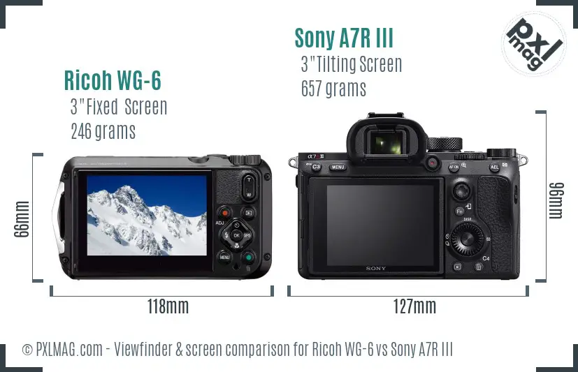 Ricoh WG-6 vs Sony A7R III Screen and Viewfinder comparison