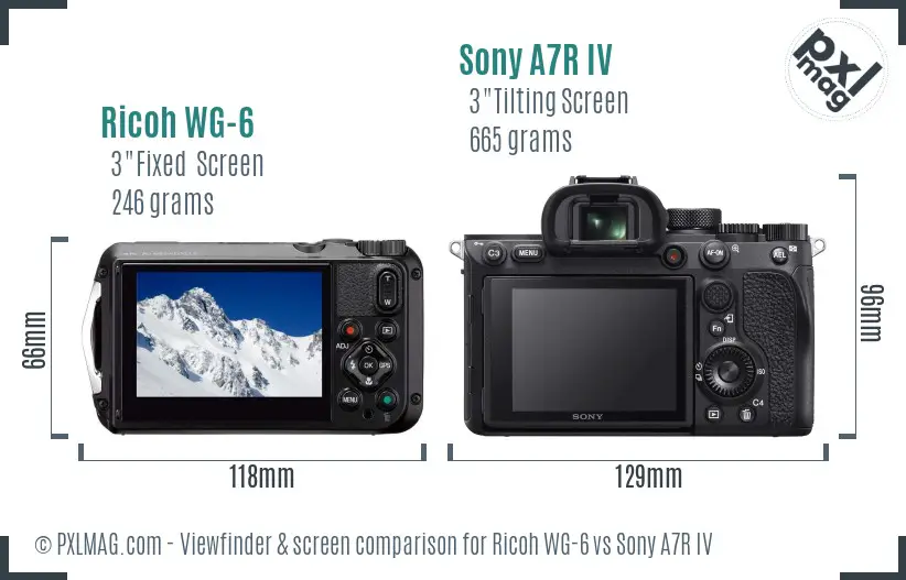 Ricoh WG-6 vs Sony A7R IV Screen and Viewfinder comparison