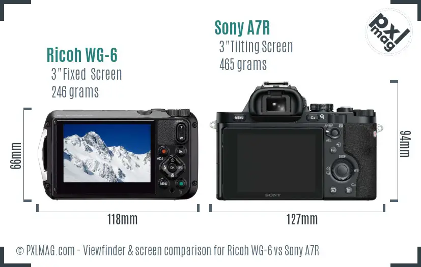 Ricoh WG-6 vs Sony A7R Screen and Viewfinder comparison