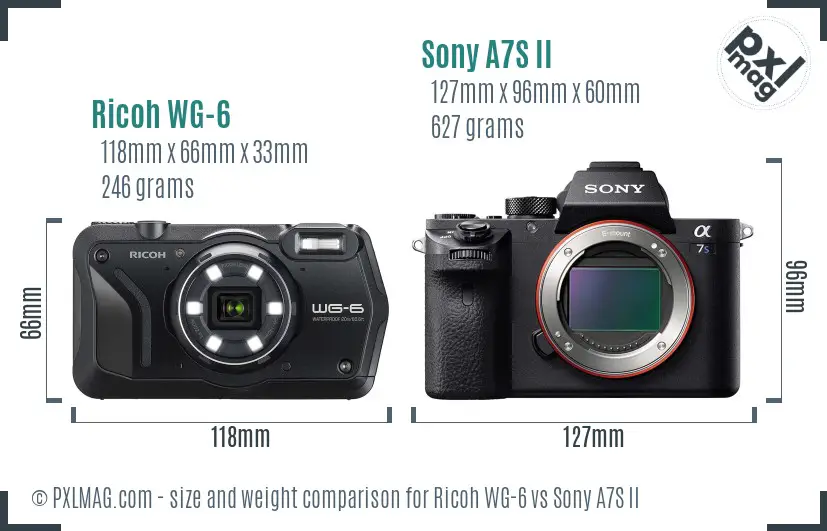 Ricoh WG-6 vs Sony A7S II size comparison