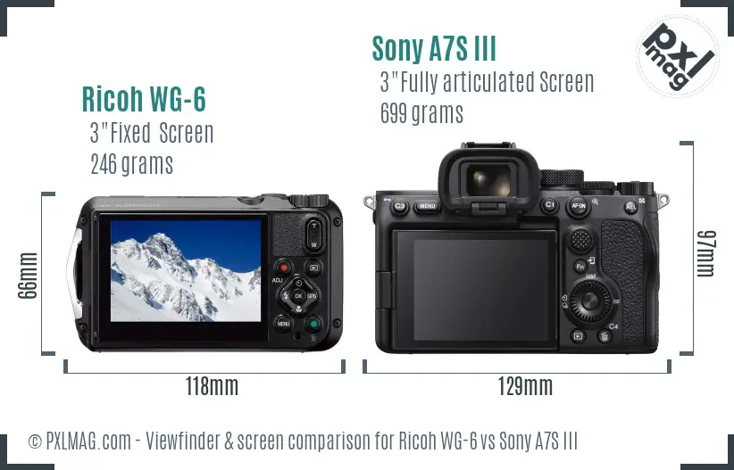 Ricoh WG-6 vs Sony A7S III Screen and Viewfinder comparison