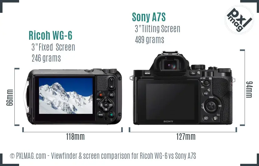 Ricoh WG-6 vs Sony A7S Screen and Viewfinder comparison