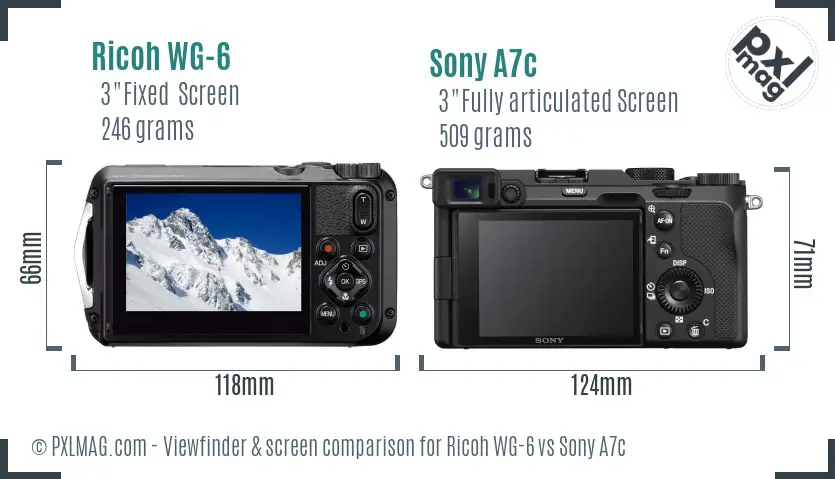 Ricoh WG-6 vs Sony A7c Screen and Viewfinder comparison