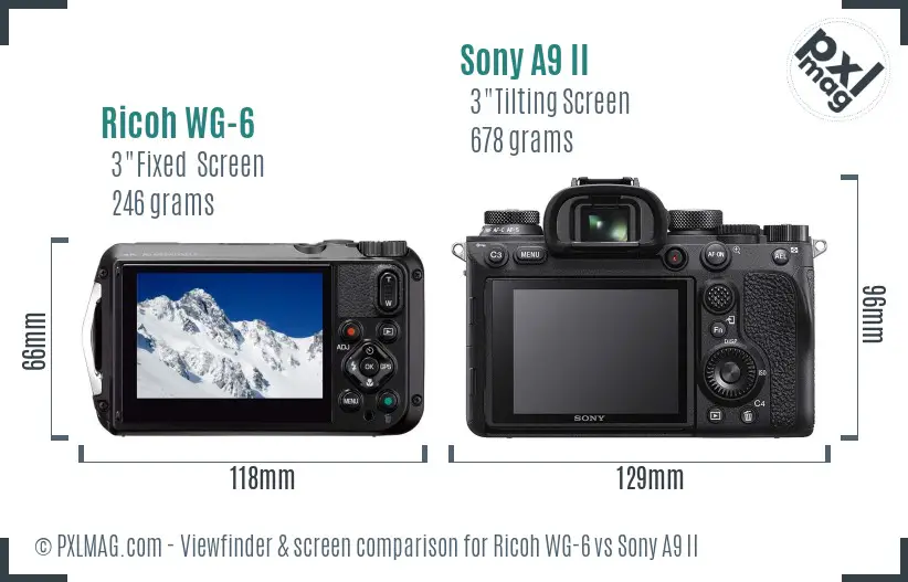 Ricoh WG-6 vs Sony A9 II Screen and Viewfinder comparison