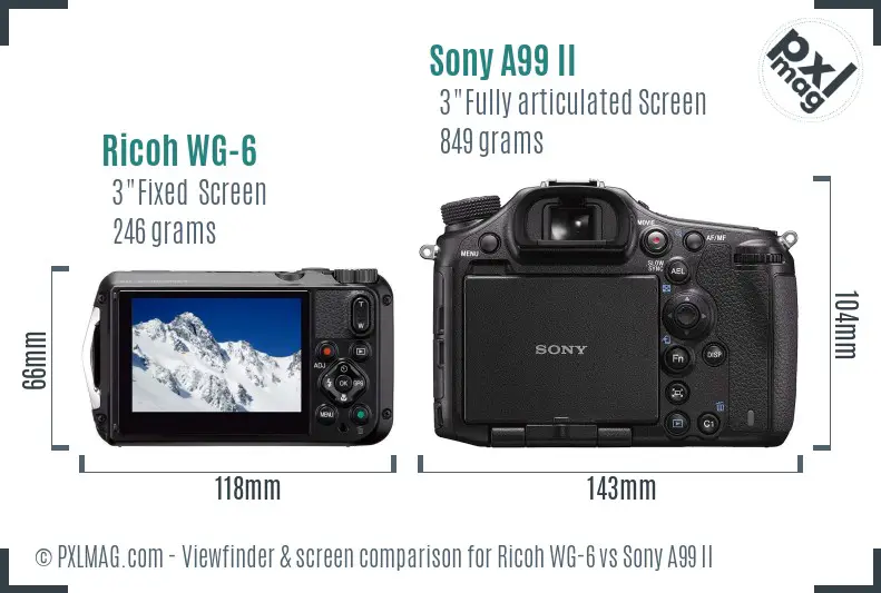 Ricoh WG-6 vs Sony A99 II Screen and Viewfinder comparison