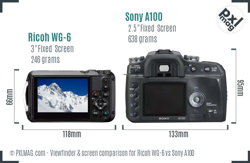 Ricoh WG-6 vs Sony A100 Screen and Viewfinder comparison