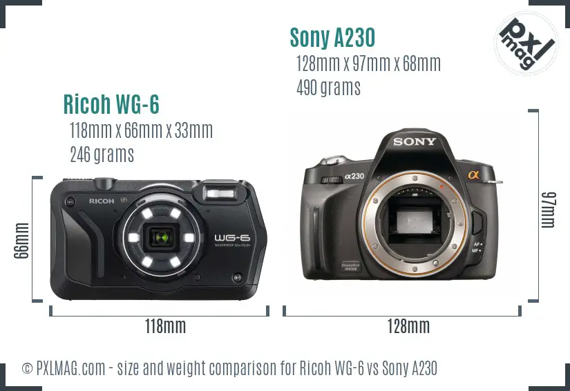 Ricoh WG-6 vs Sony A230 size comparison Ricoh WG-6 vs Sony A230 size comparison