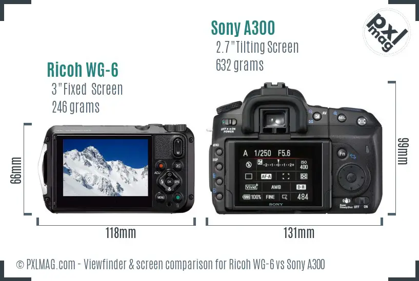 Ricoh WG-6 vs Sony A300 Screen and Viewfinder comparison