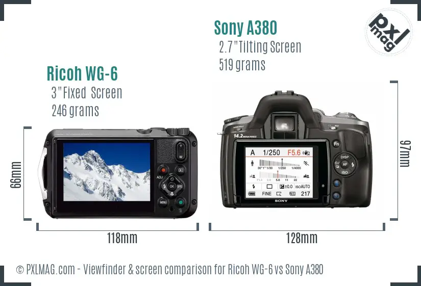 Ricoh WG-6 vs Sony A380 Screen and Viewfinder comparison