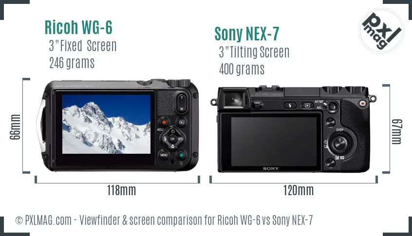 Ricoh WG-6 vs Sony NEX-7 Screen and Viewfinder comparison