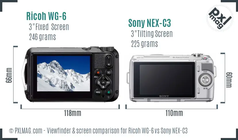 Ricoh WG-6 vs Sony NEX-C3 Screen and Viewfinder comparison
