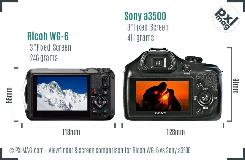 Ricoh WG-6 vs Sony a3500 Screen and Viewfinder comparison