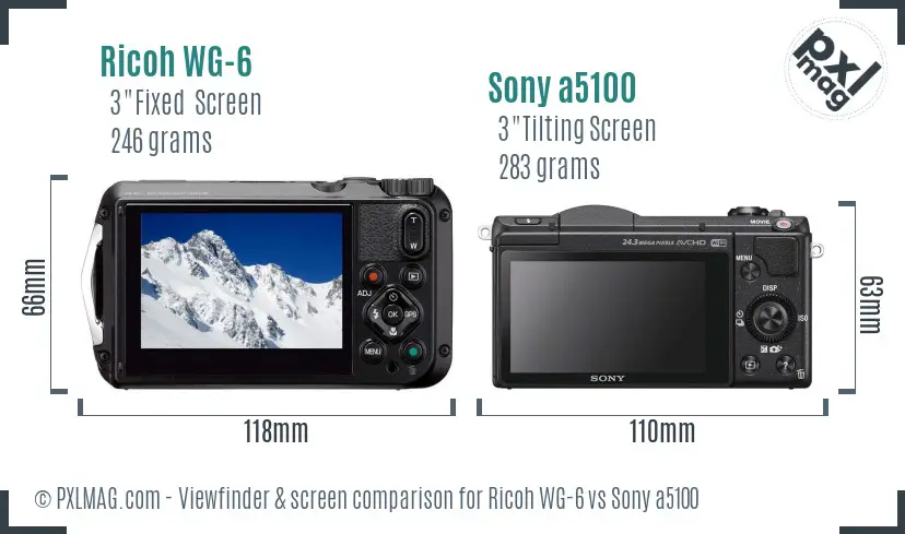 Ricoh WG-6 vs Sony a5100 Screen and Viewfinder comparison