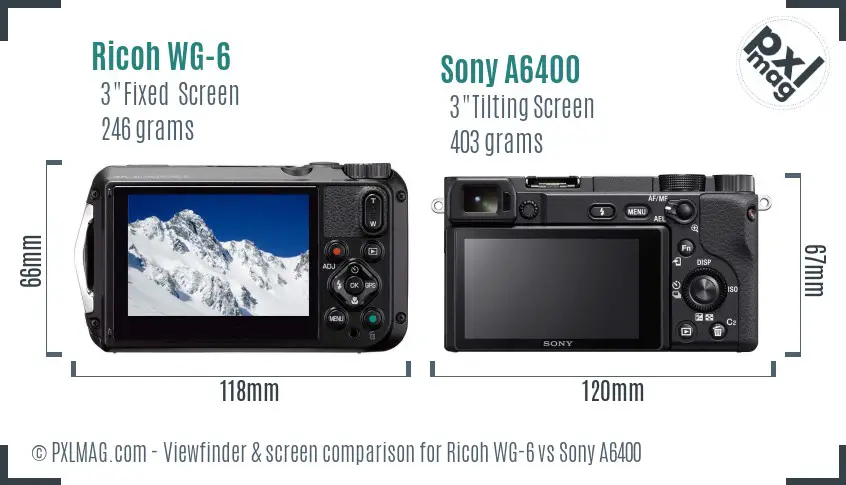 Ricoh WG-6 vs Sony A6400 Screen and Viewfinder comparison