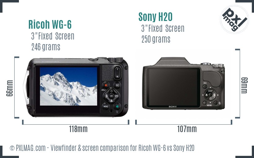 Ricoh WG-6 vs Sony H20 Screen and Viewfinder comparison