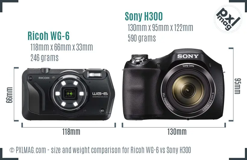 Ricoh WG-6 vs Sony H300 size comparison Ricoh WG-6 vs Sony H300 size comparison
