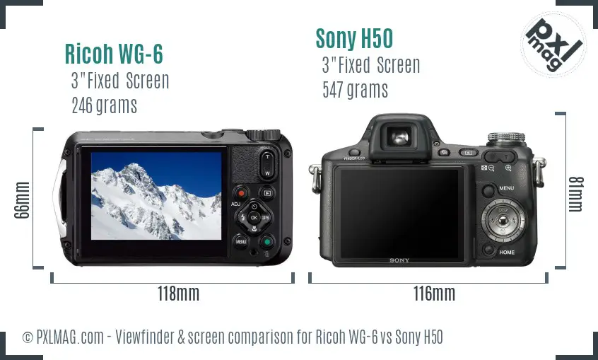 Ricoh WG-6 vs Sony H50 Screen and Viewfinder comparison Ricoh WG-6 vs Sony H50 Screen and Viewfinder comparison