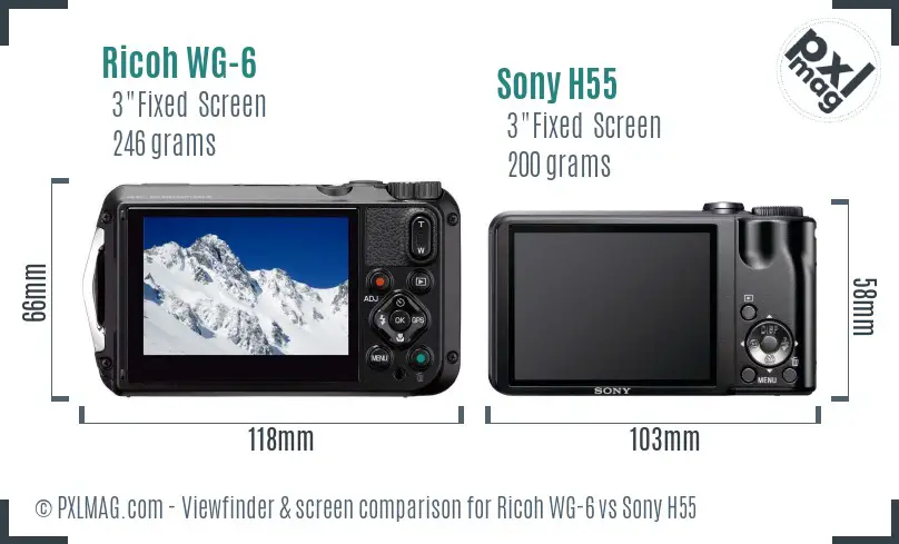 Ricoh WG-6 vs Sony H55 Screen and Viewfinder comparison