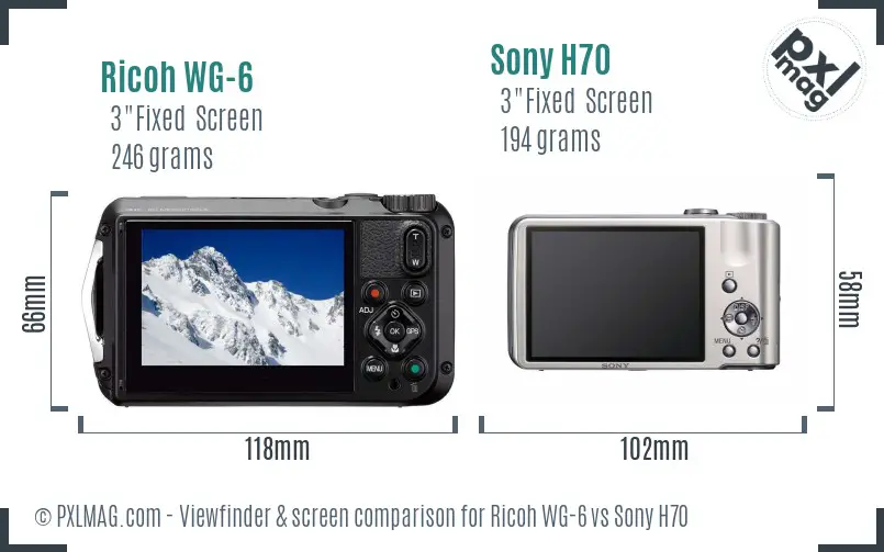 Ricoh WG-6 vs Sony H70 Screen and Viewfinder comparison