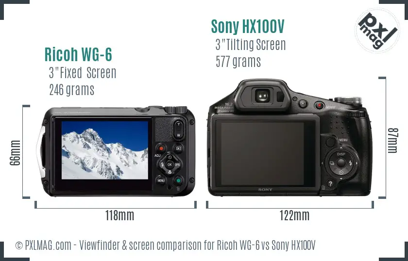 Ricoh WG-6 vs Sony HX100V Screen and Viewfinder comparison